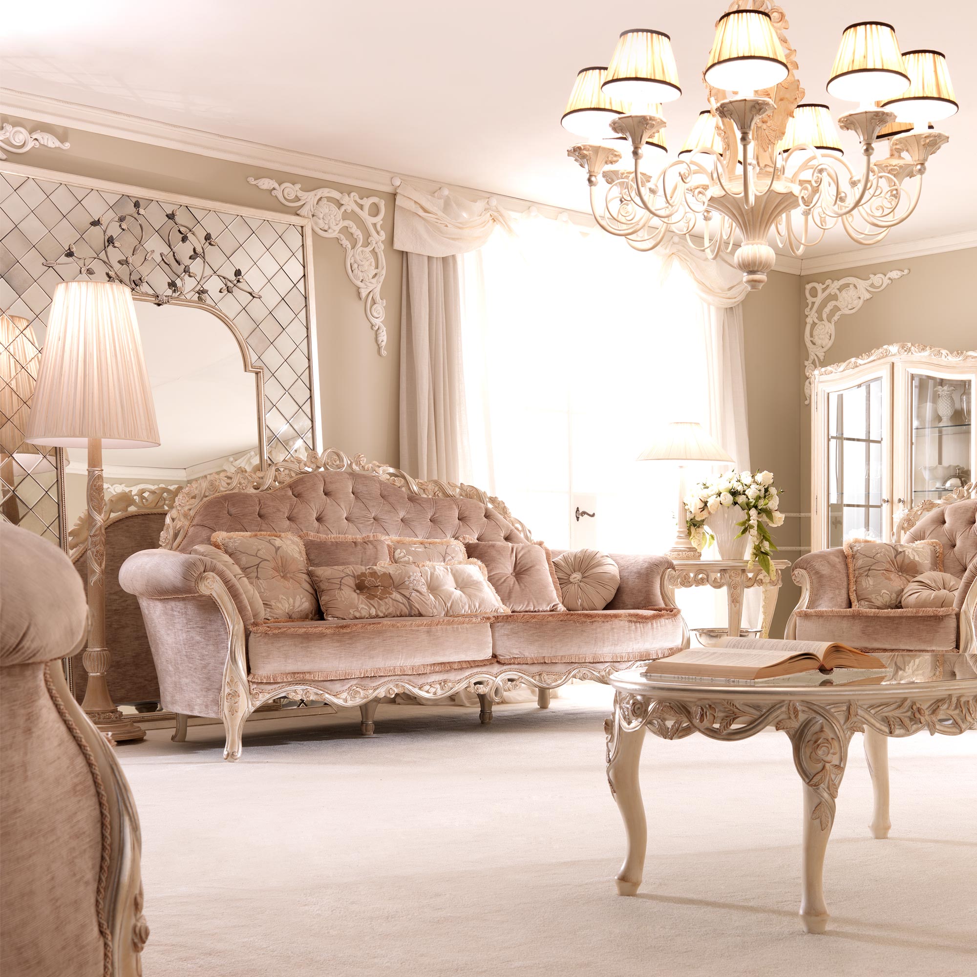 Luxury Sofa Set Online Wood Carving Italian Design