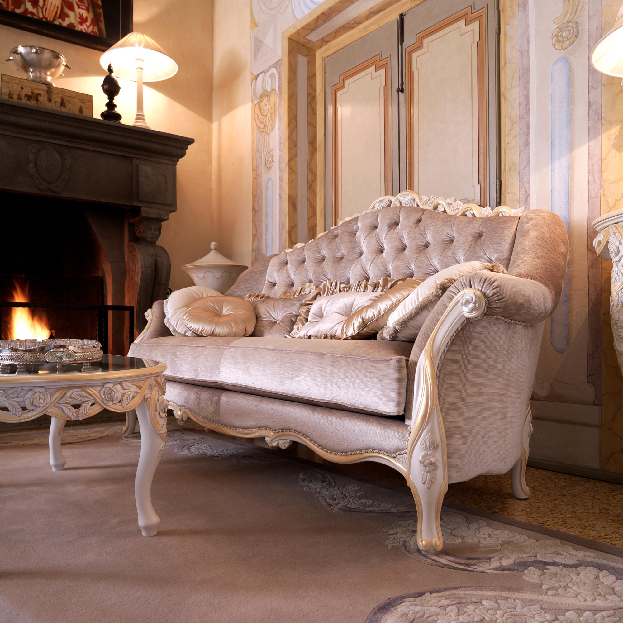 Luxury Sofa Set Online Wood Carving Italian Design