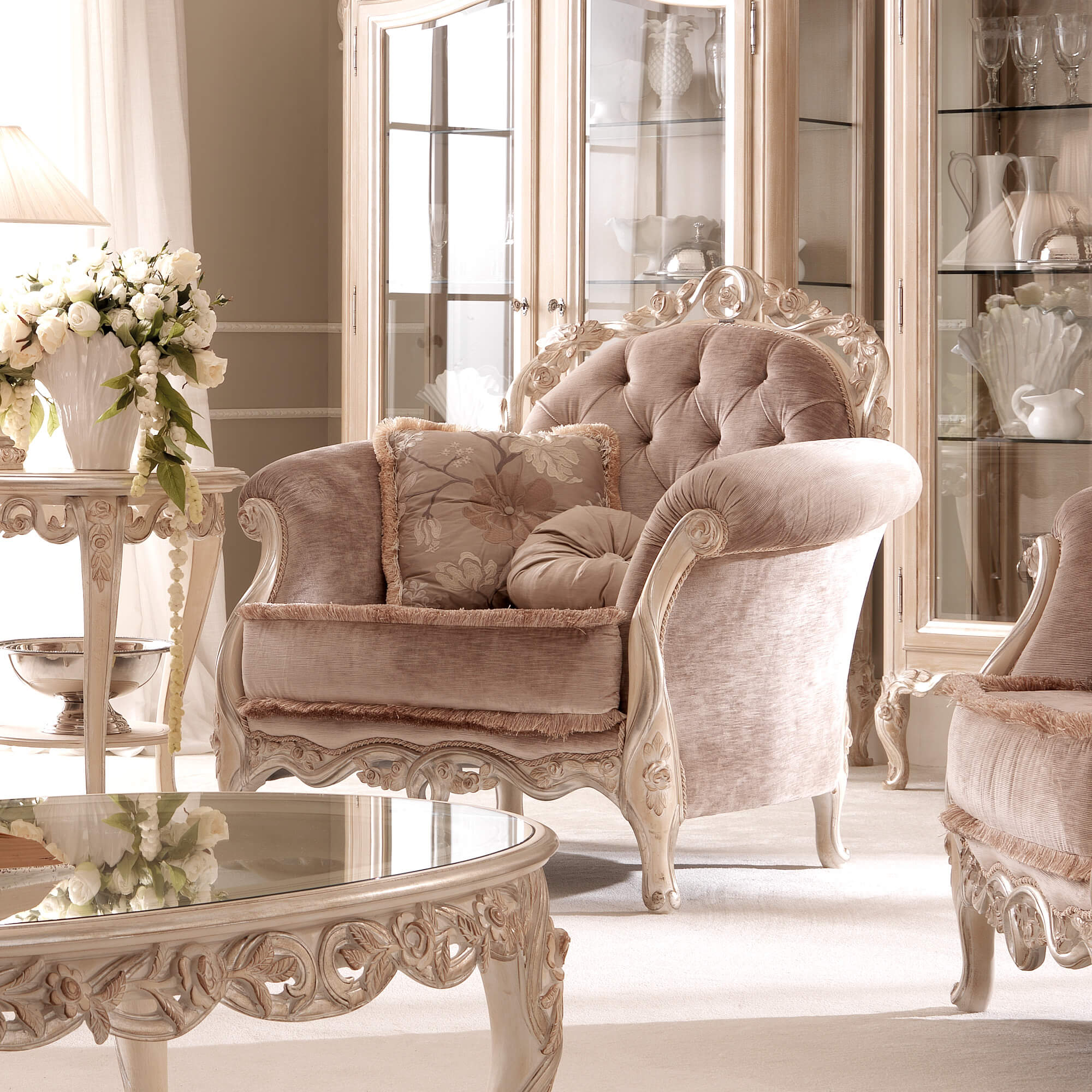 Luxury Sofa Set Online Wood Carving Italian Design