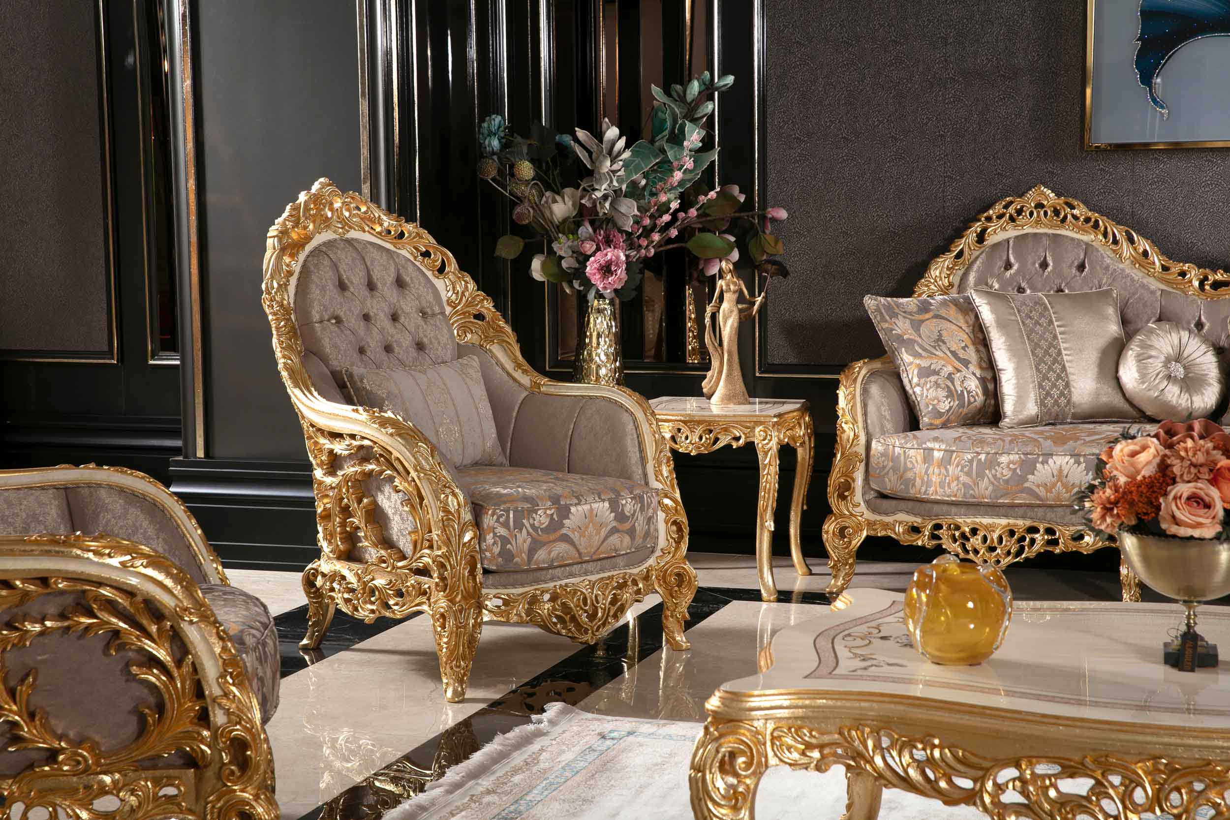 Hand Carved Royal Sofa Set Design