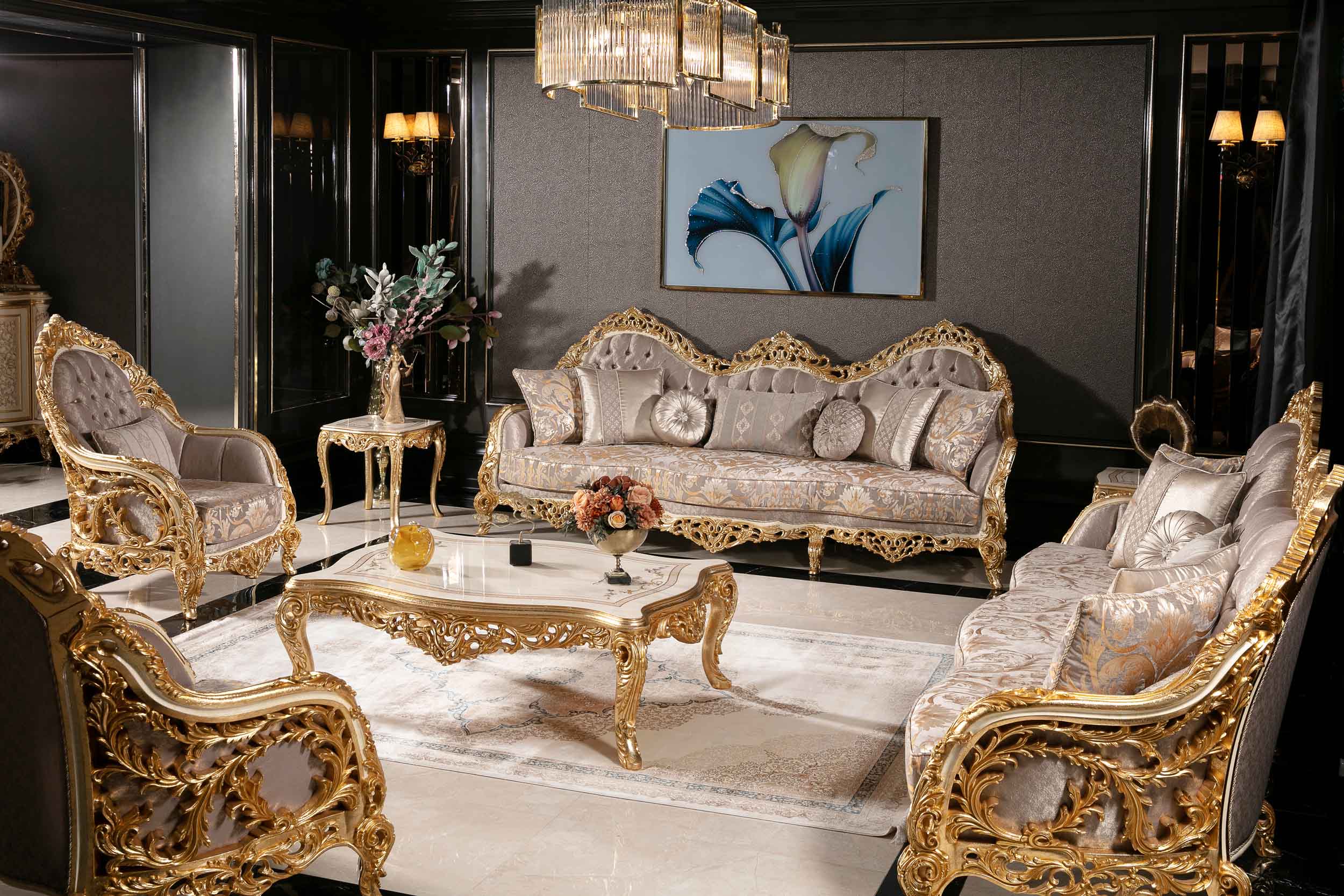 Hand Carved Royal Sofa Set Design