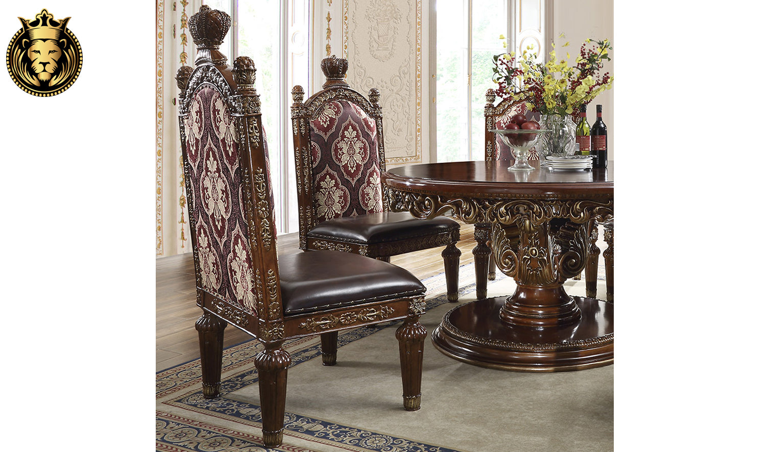 Hialeah European Antique Style Carving Dining Set