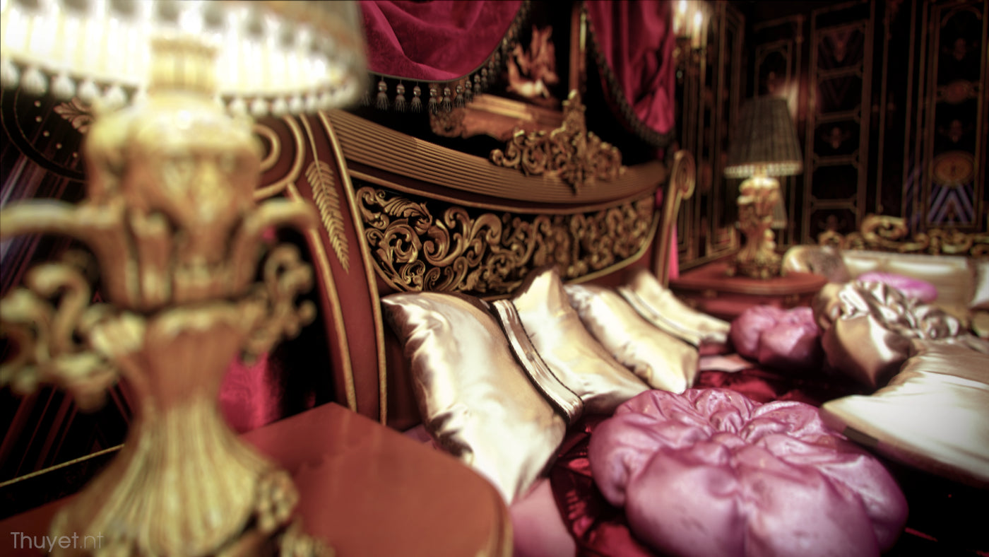 Luxury Handcarved Price Louise IV Golden PU King Size Bed With 2 Sidetable