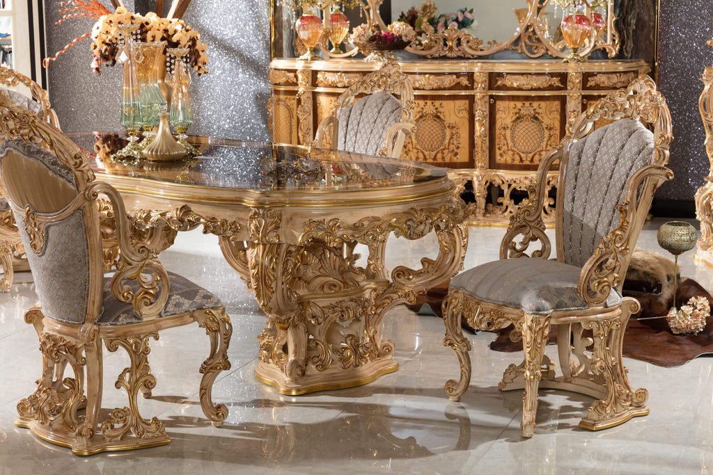 10 Person Luxury Dining Table with Chair - Buy My Furniture Carved European Design