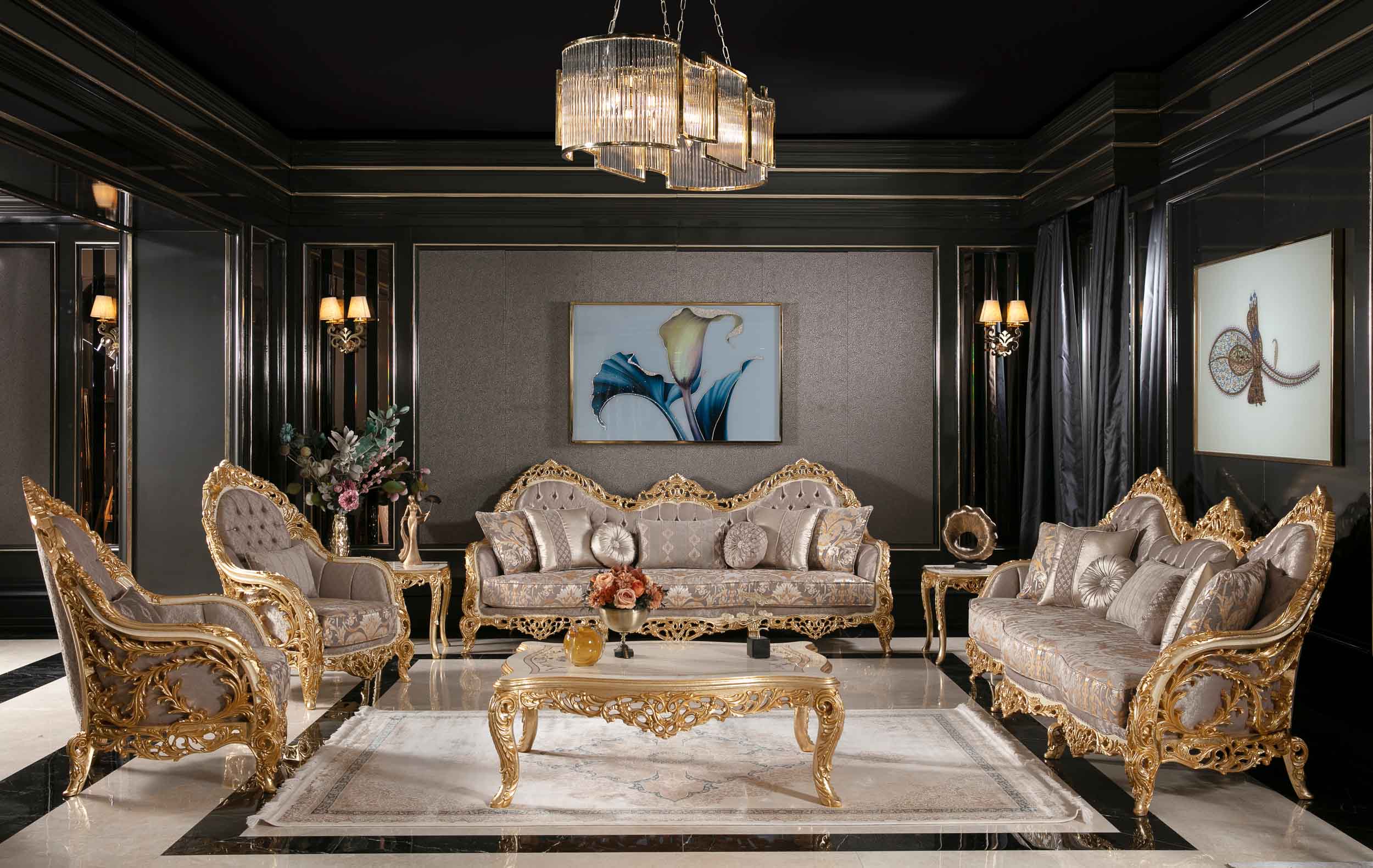 Hand Carved Royal Sofa Set Design