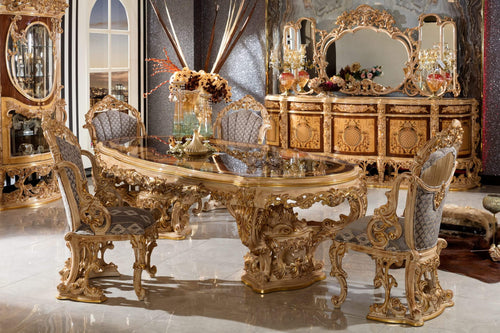 10 Person Luxury Dining Table with Chair - Buy My Furniture Carved European Design